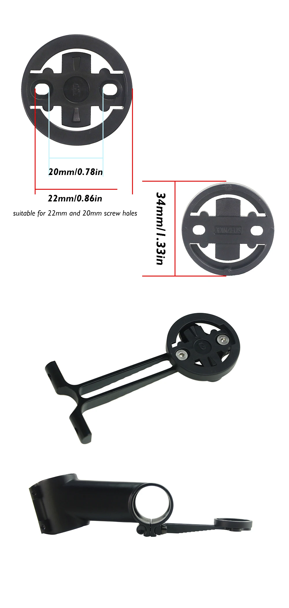 DARIMO ultraleichte Fahrradcomputerhalterung, Legierungshalterung, geeignet für IX2/IX4-Vorbau, 8,9 g, 8 Zifferblattstile, Fahrradzubehör – Detail 6