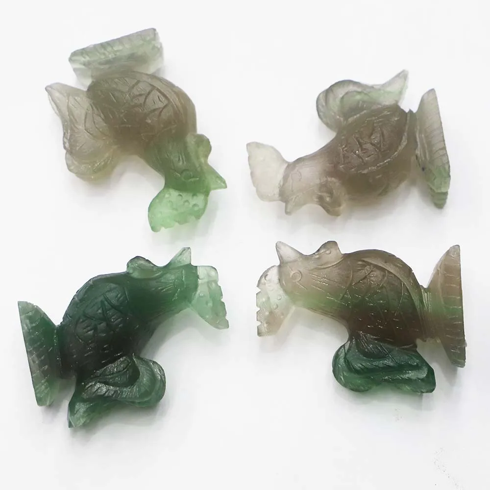 Hot 1Pcs Natural Stone Carved Cock Animal Ornaments Fluorite Crystal Quartz Crafts Handmade Figurine Home Decoration Wholesale