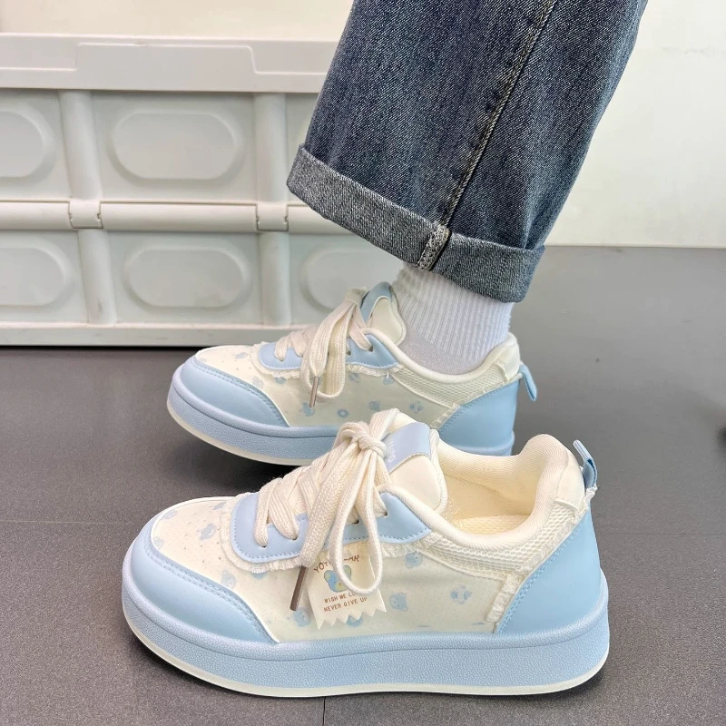 Cute Cartoon Print Sneakers for Girls Breathable School Shoes