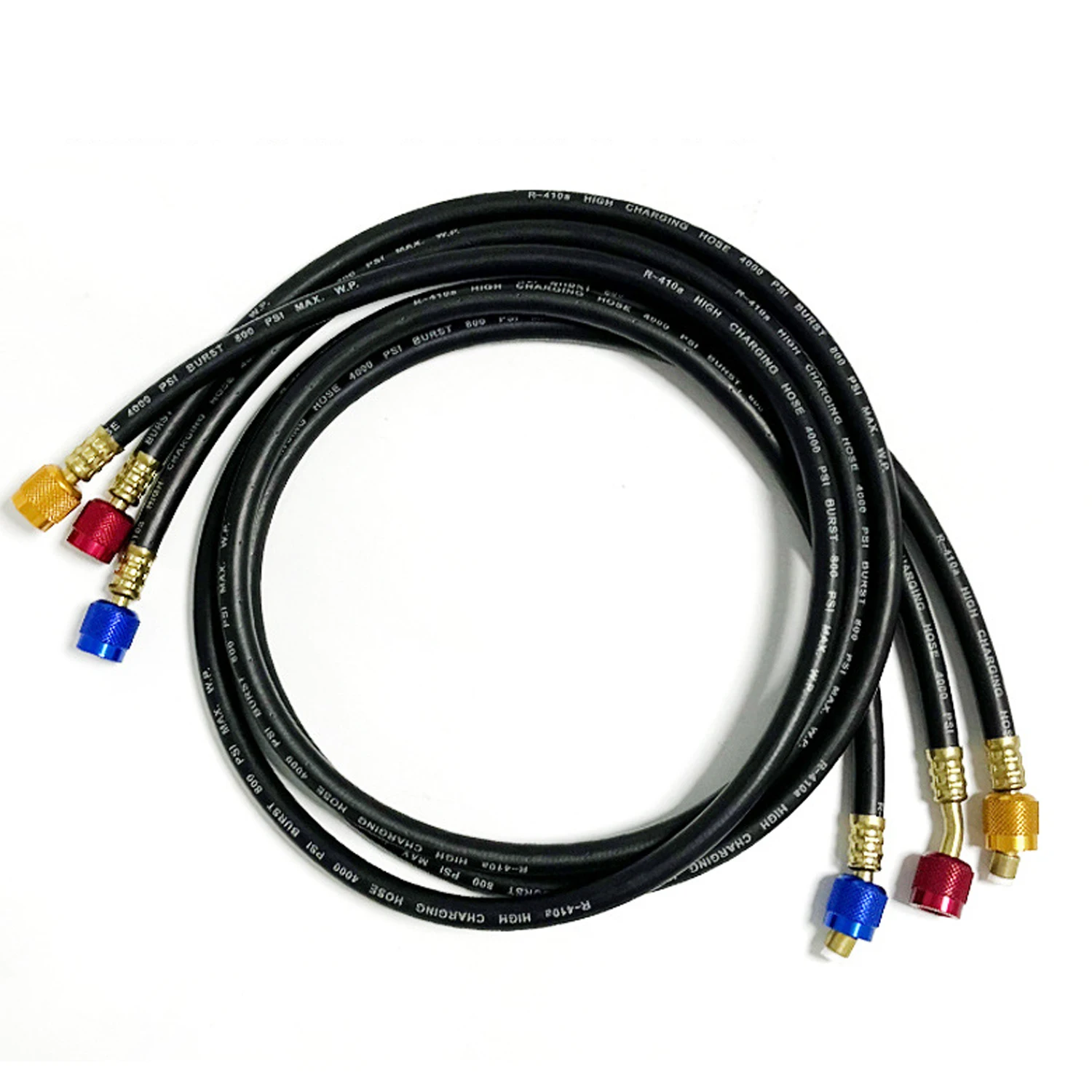 3PCS R410 Refrigerant AC Charging Hose 800-4000 PSI Working Pressure Fit HVAC Air Condition R134a R32 Refrigerant Manifold Gauge