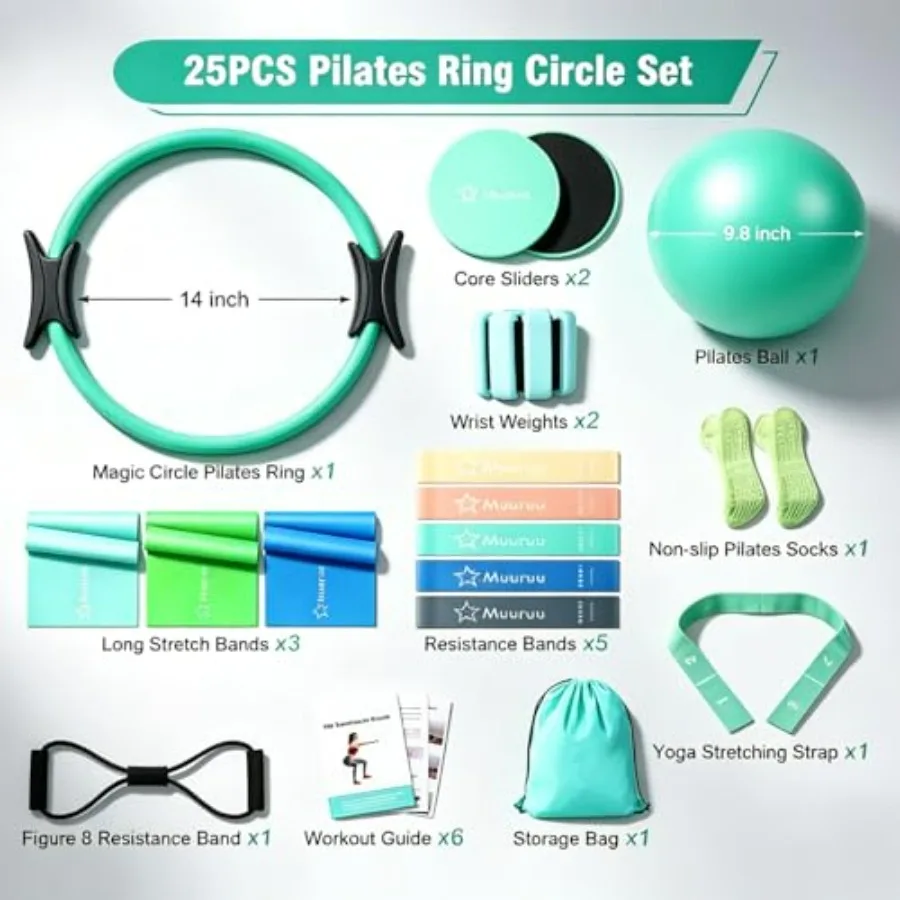 Equipment Kit Home Workout, Pilates Ring And Ball Set For Women, 14'' Magic Circle Essentials Accessories Kit, Wris_voghion.com