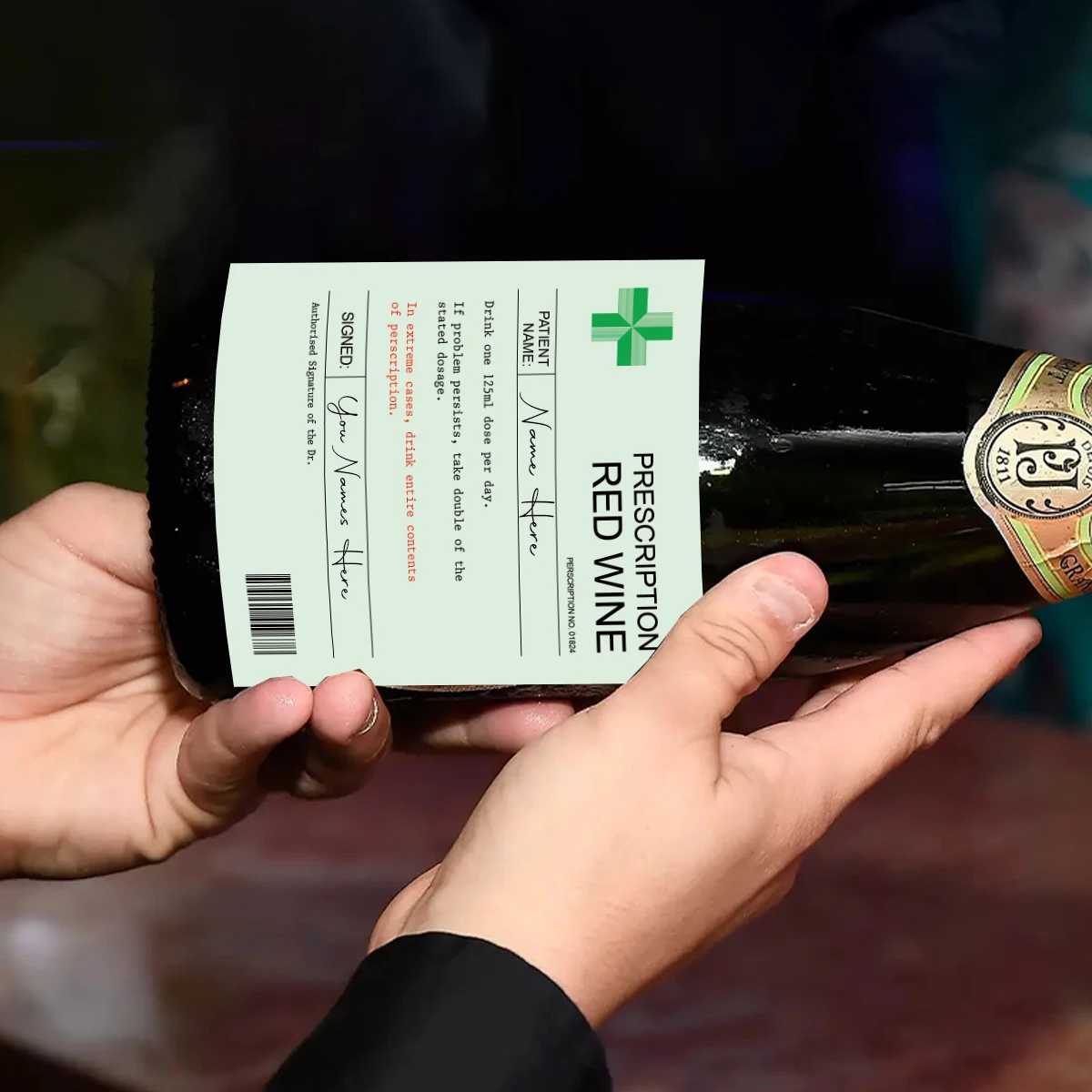 6-Pack Prescription-Themed Wine Bottle Stickers – Funny Christmas & Holiday Vinyl L... - SKU TWBS1743 - UGI Packaging