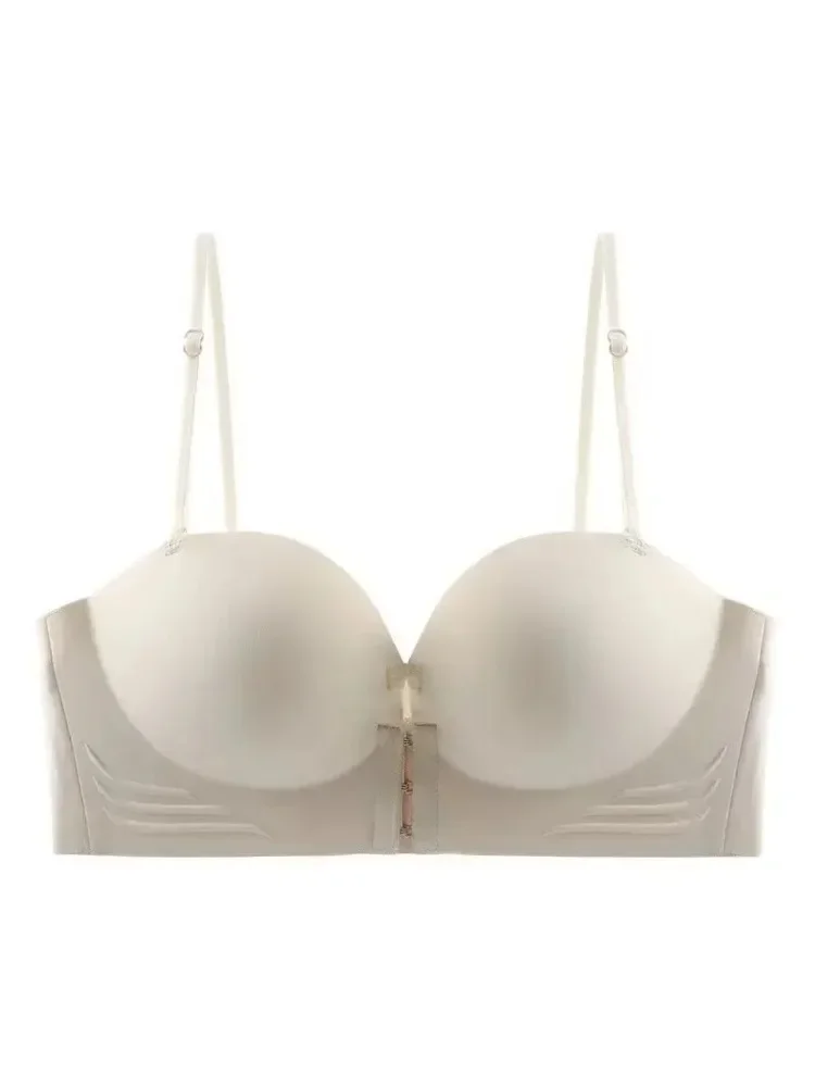 MOYISU front buckle pull front cover strapless bra Push small chest non-slip strapless bra with larger and more cohesive chest