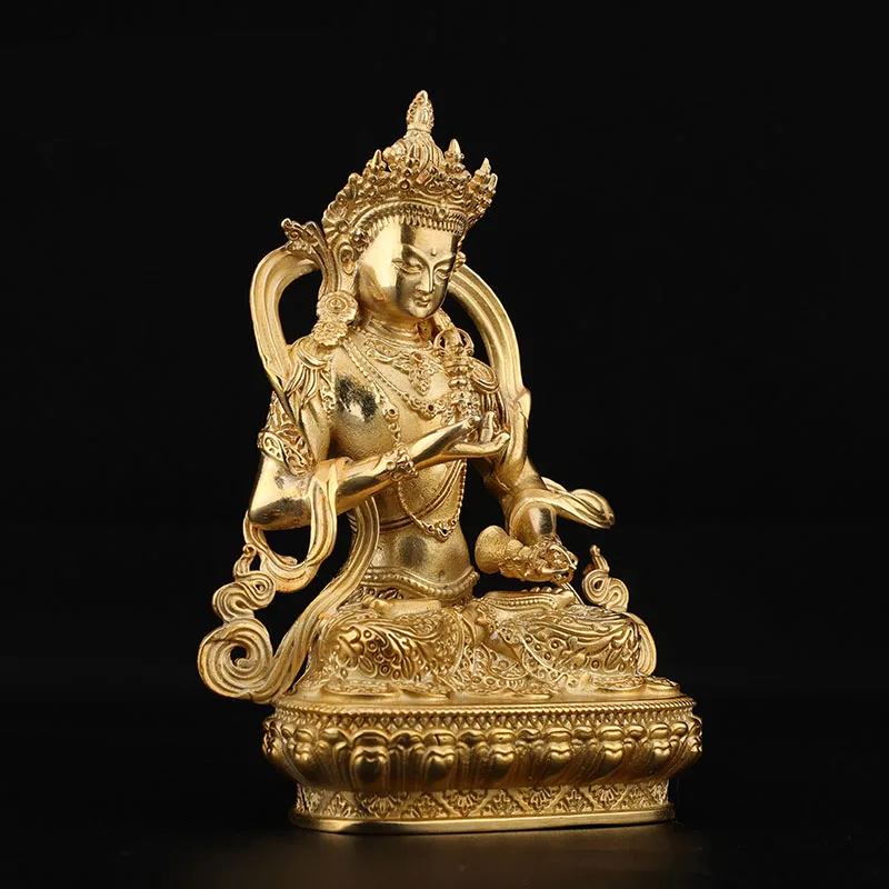 Vajrasattva Buddha statue pure copper 2-inch 3-inch copper gilding Tibet home living room car carrying mini ornaments. 2