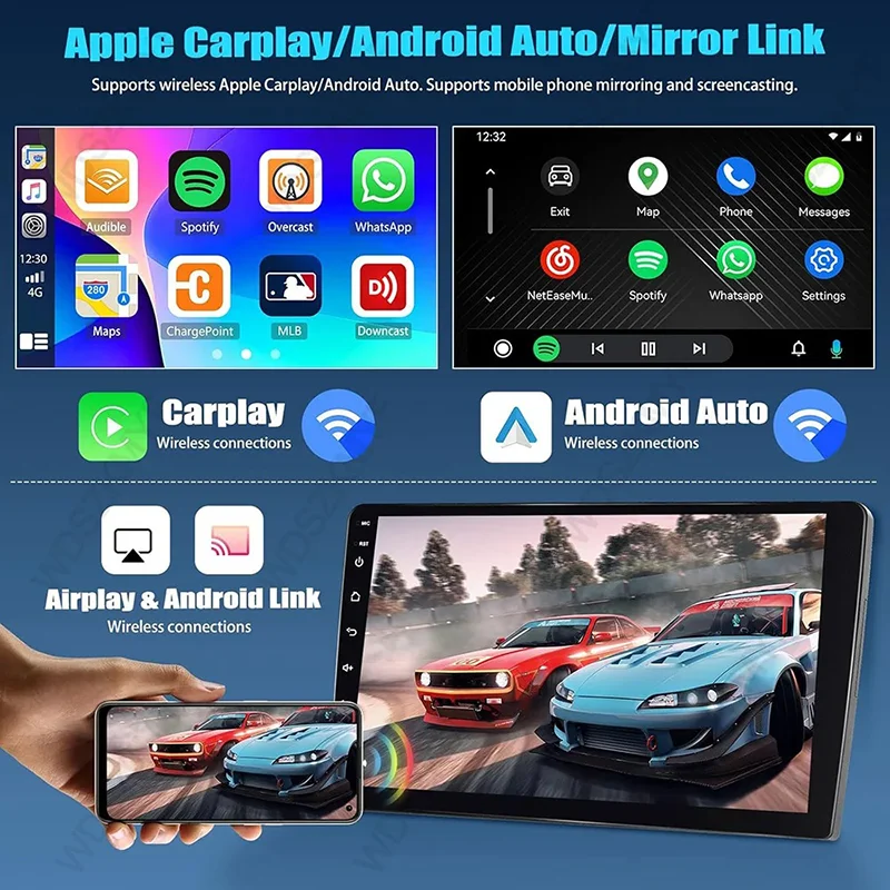 2Din Android 13 7/9/10'' Wireless Carplay Universal Radio 64G BT Car Radio Multimedia Stereo For toyota Hyundai Kia Volkswagen