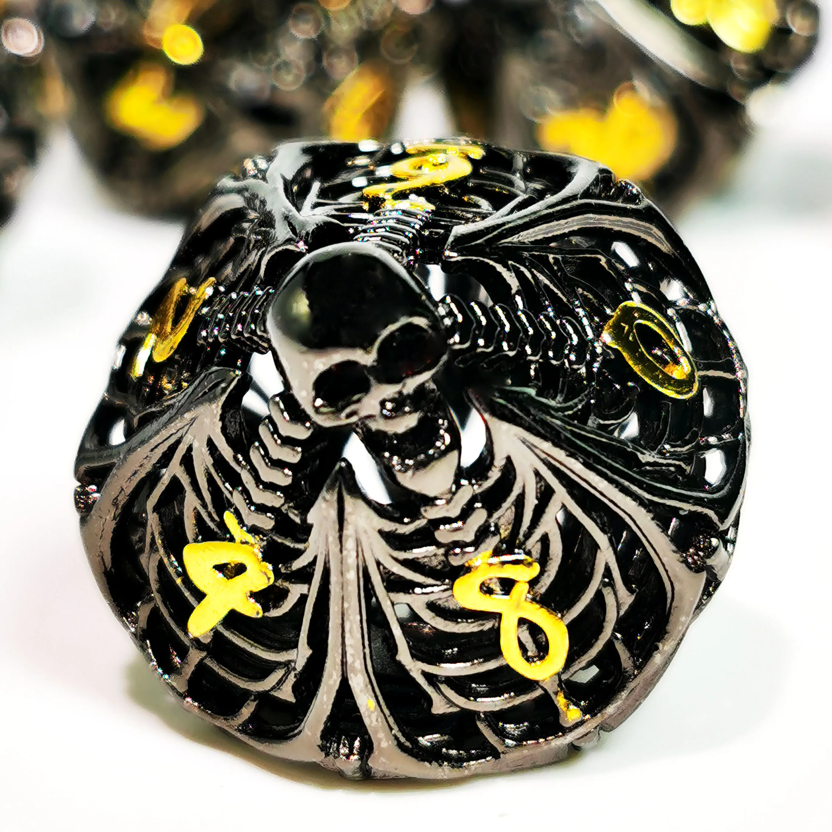 Metal DnD Dice Set - Hollow Skull Black Zinc Alloy 7pc Polyhedral Dice for Dungeons and Dragons RPG Games 3
