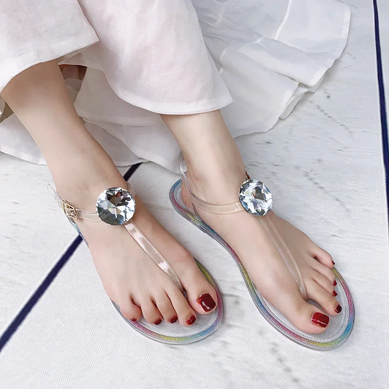 Lager Size Women Sandal Summer Explosion Diamond Woman Sandals Female Crystal Slippers Jelly Flat with Fashion Beach Shoes women sandals