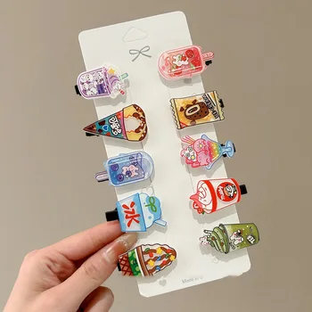 مشابك شعر بألوان الحلوى، تصميمات فواكه الآيس كريم الكرتونية اللطيفة، غطاء رأس للأطفال 8