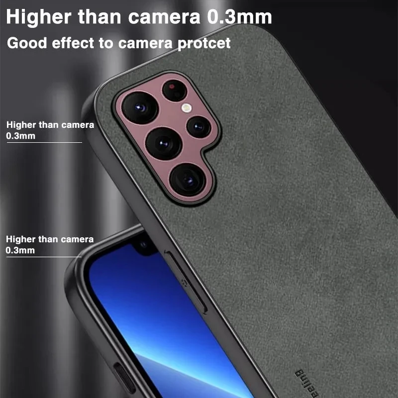 Coque de téléphone classique en peau de mouton, étui en cuir mat pour Samsung Note 20 Ultra 10 Plus S23 S22 S21 S20 FE_voghion.com