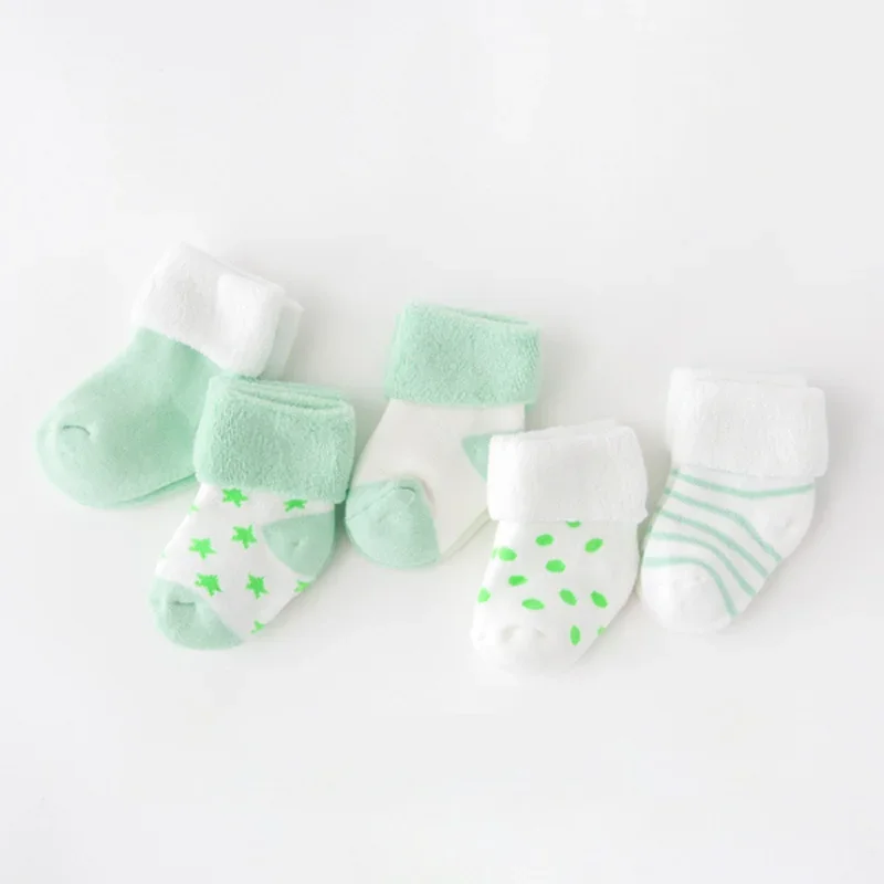 5Pair/lot New boy and girl baby socks thick newborn autumn and winter warm foot sock baby socks