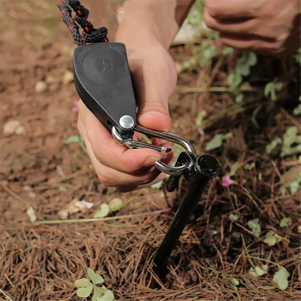 4Pcs Tent Wind Rope Tensioner Adjustable PulleyCarabiner Camping Hiking Outdoor Nylon Rope Fastener Stopper Tightene