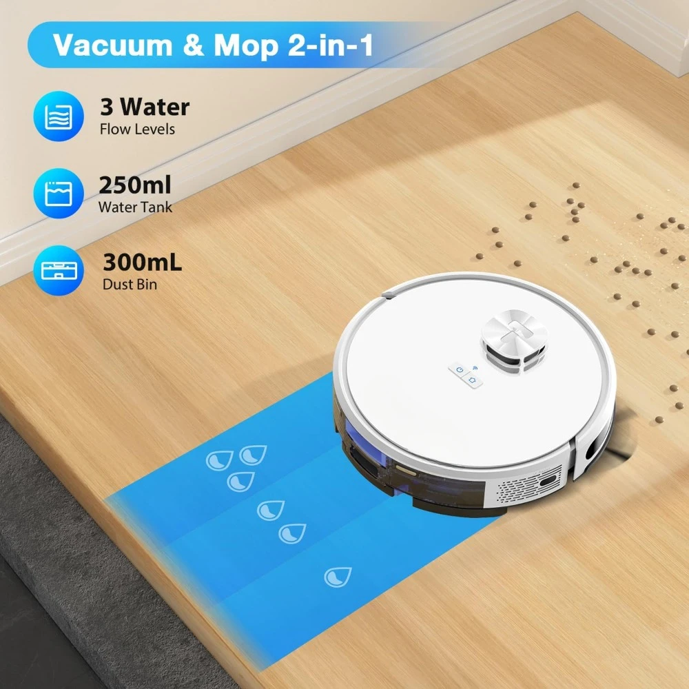 Commercial Washing Robots, 4000Pa Suction Robotic Vacuum Cleaner, 150Mins Max & Smart Mapping, Robot Vacuum and Mop Combo