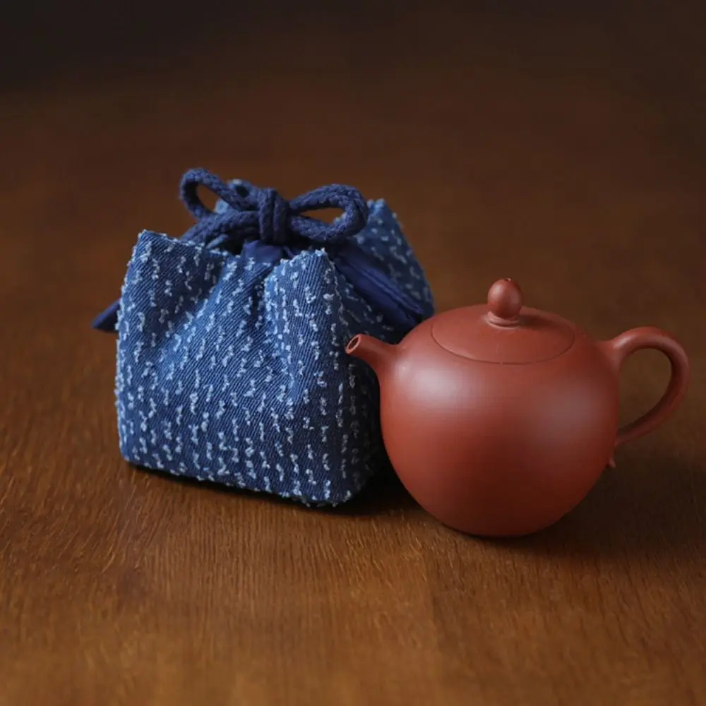 Chinese Style Teapot Cup Cotton Protect Cloth Bags Breakage-proof Denim Travel Teaware Storage Bag Portable Practical