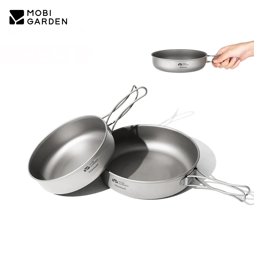 MOBI GARDEN Camping Ttitanium Pan Frying Portable 2-4 Person Multifunctional Cookware Kitchen
