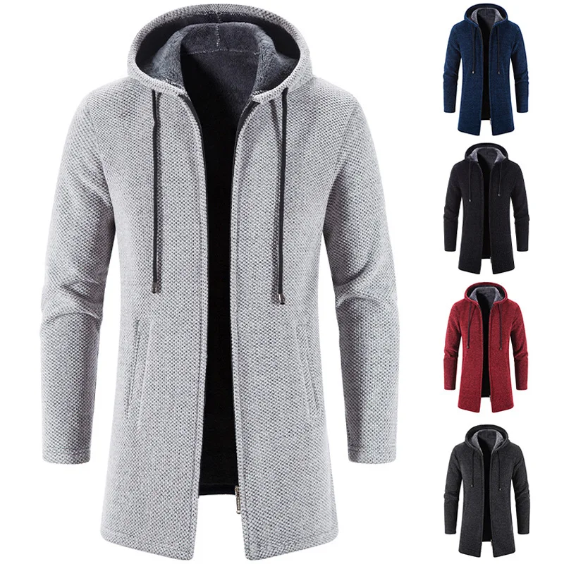 

Mens Sweaters Coat Autumn Winter New Hot Warm Zipper Medium Long Cardigan Sweaters Man Casual Knitwear Sweatercoat Male Clothes