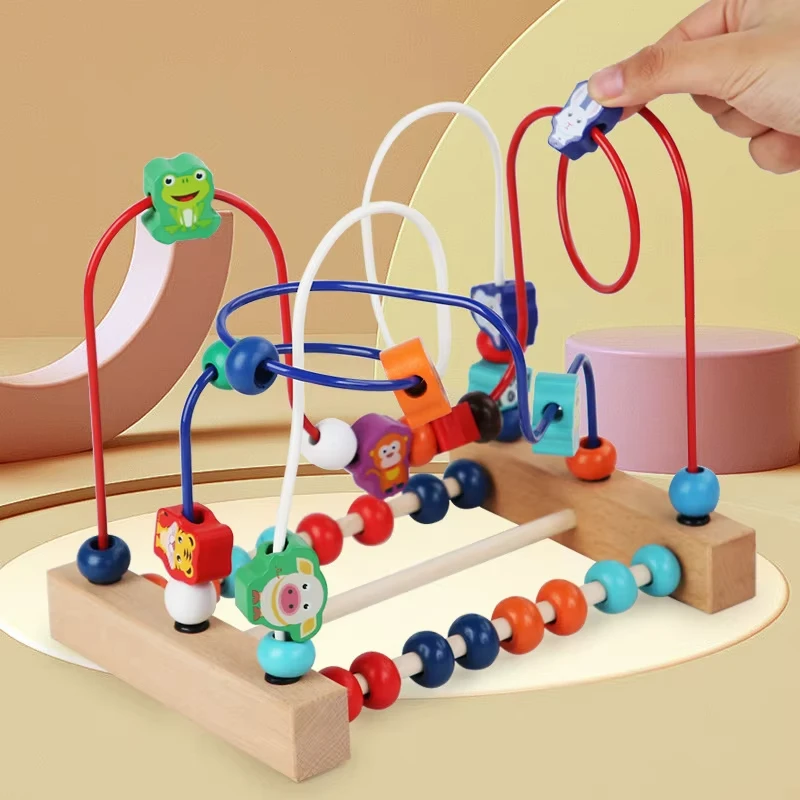 Montessori Baby Math Toy Wooden Circles Bead Wire Maze Abacus Puzzle Toys Kids Learning Educational for Children 1 2 3 Year educational toys,math toys,learning puzzle toys
