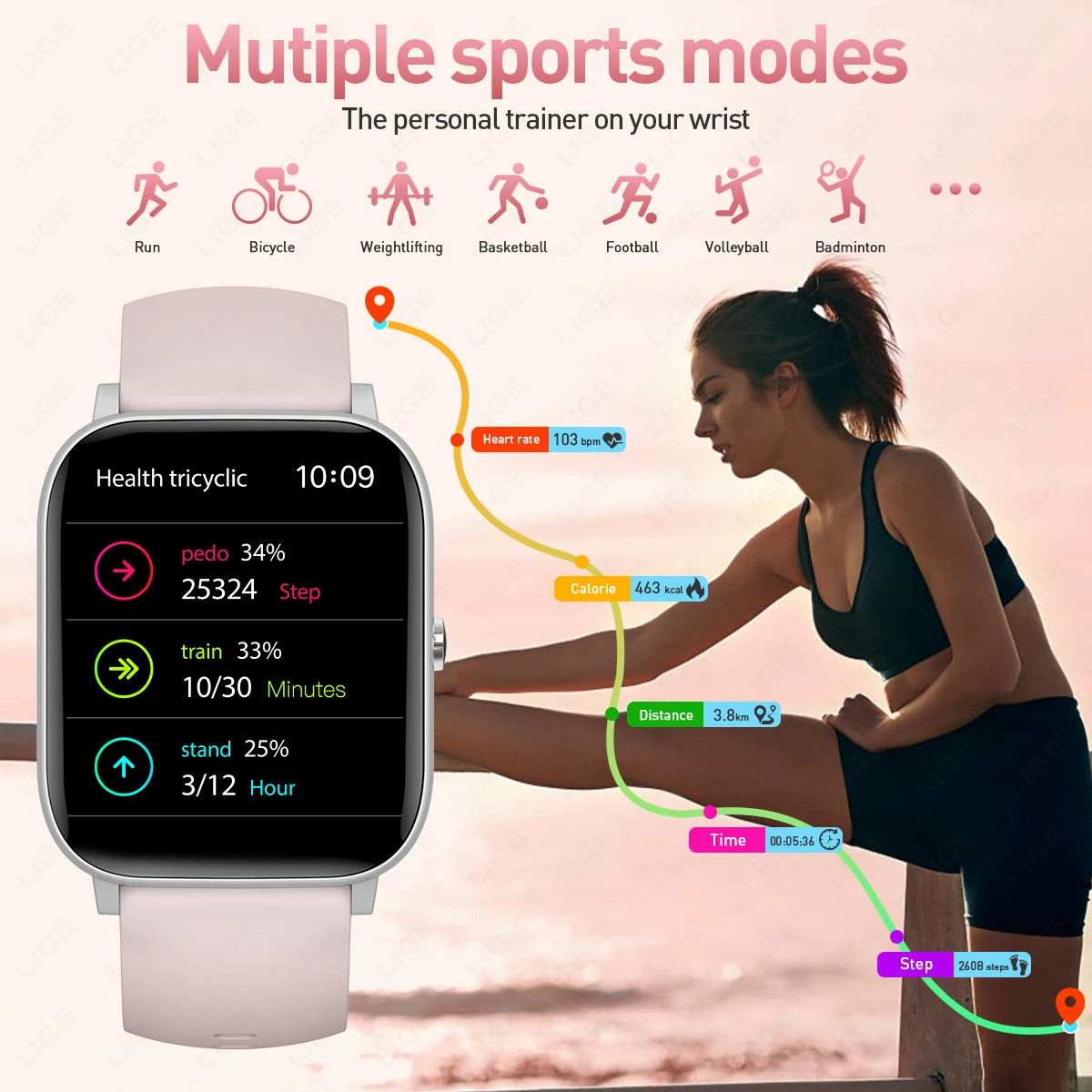 LIGE 1.85" Bluetooth Call Smart Watch Women Men Full Touch Screen Sports Fitness Pedometer Heart Rate Smartwatch For Android IOS