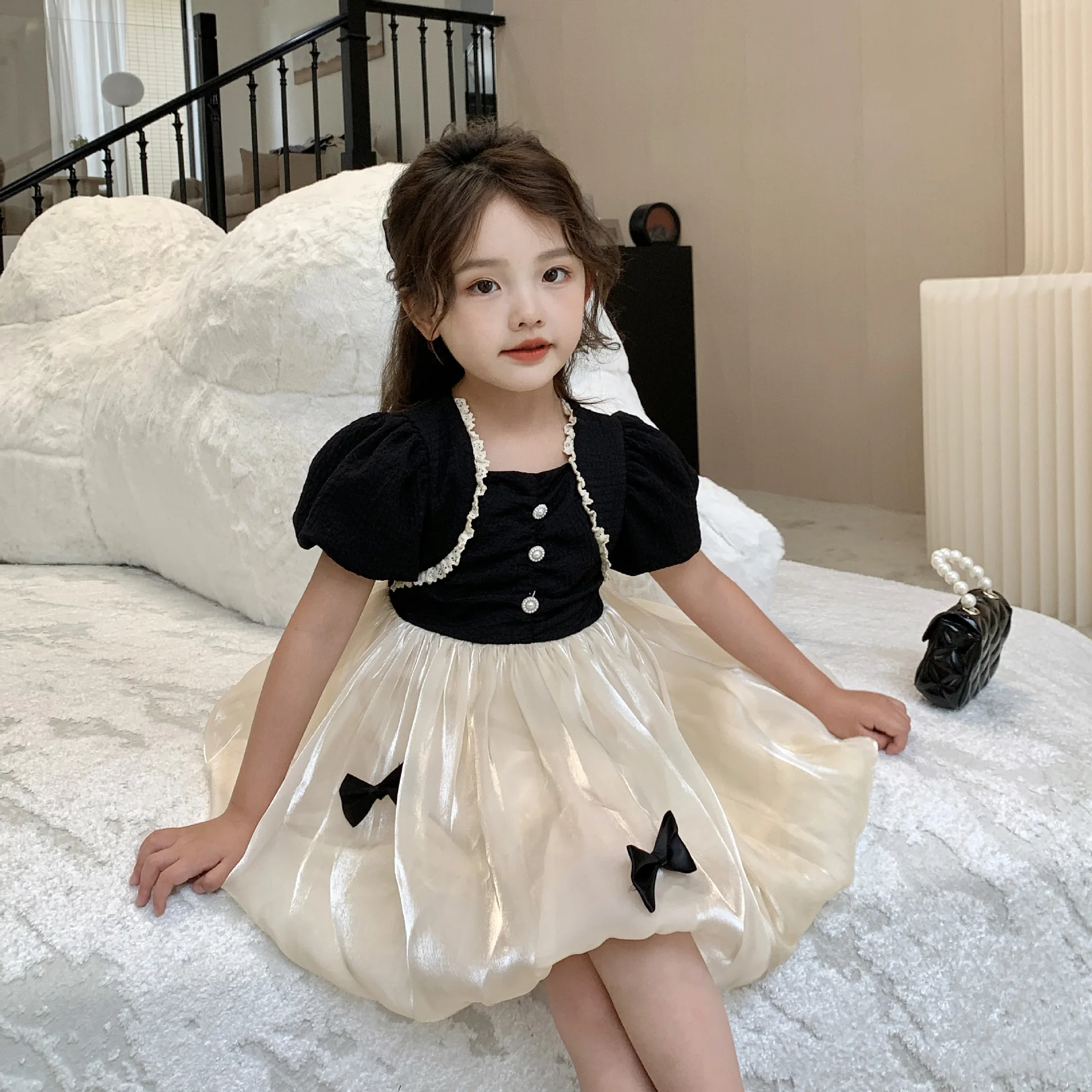

Girls' 2023 Summer New Princess Bubble Sleeve Dress Kids Birthday Party Girl Dress Children's Short Sleeve Performance Clothing