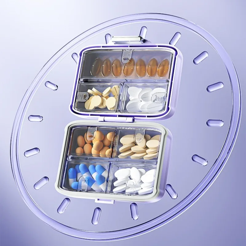 Portable 7 Day Pill Organizer Box Mini Medicine Case Light Blocking Design for Vitamins Fish Oils Medication Storage