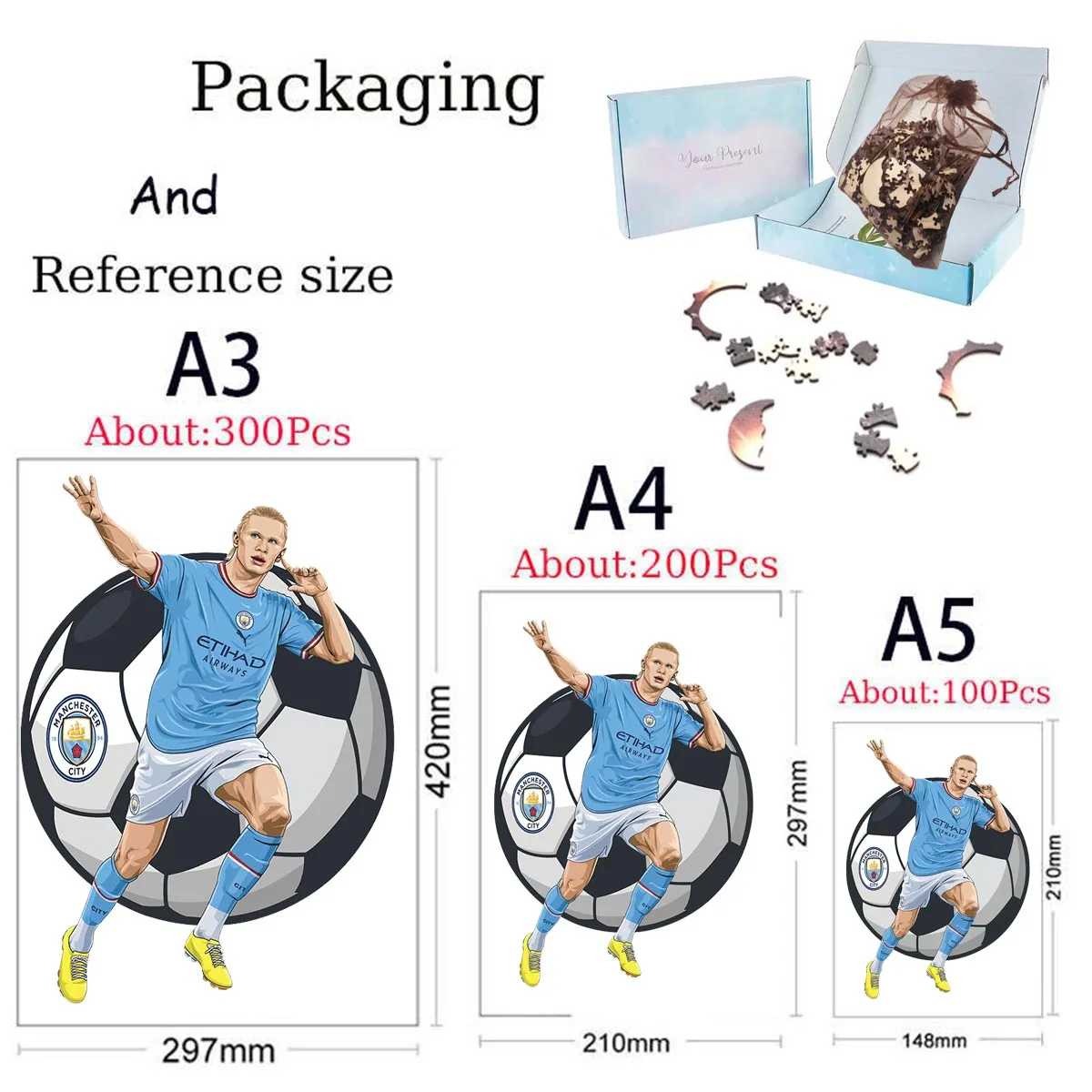 irregular Football Star Wooden Jigsaw Sports Stars Puzzle for Kids Adults Educational Fabulous Gift 300 Pcs DIY Puzzle Toys