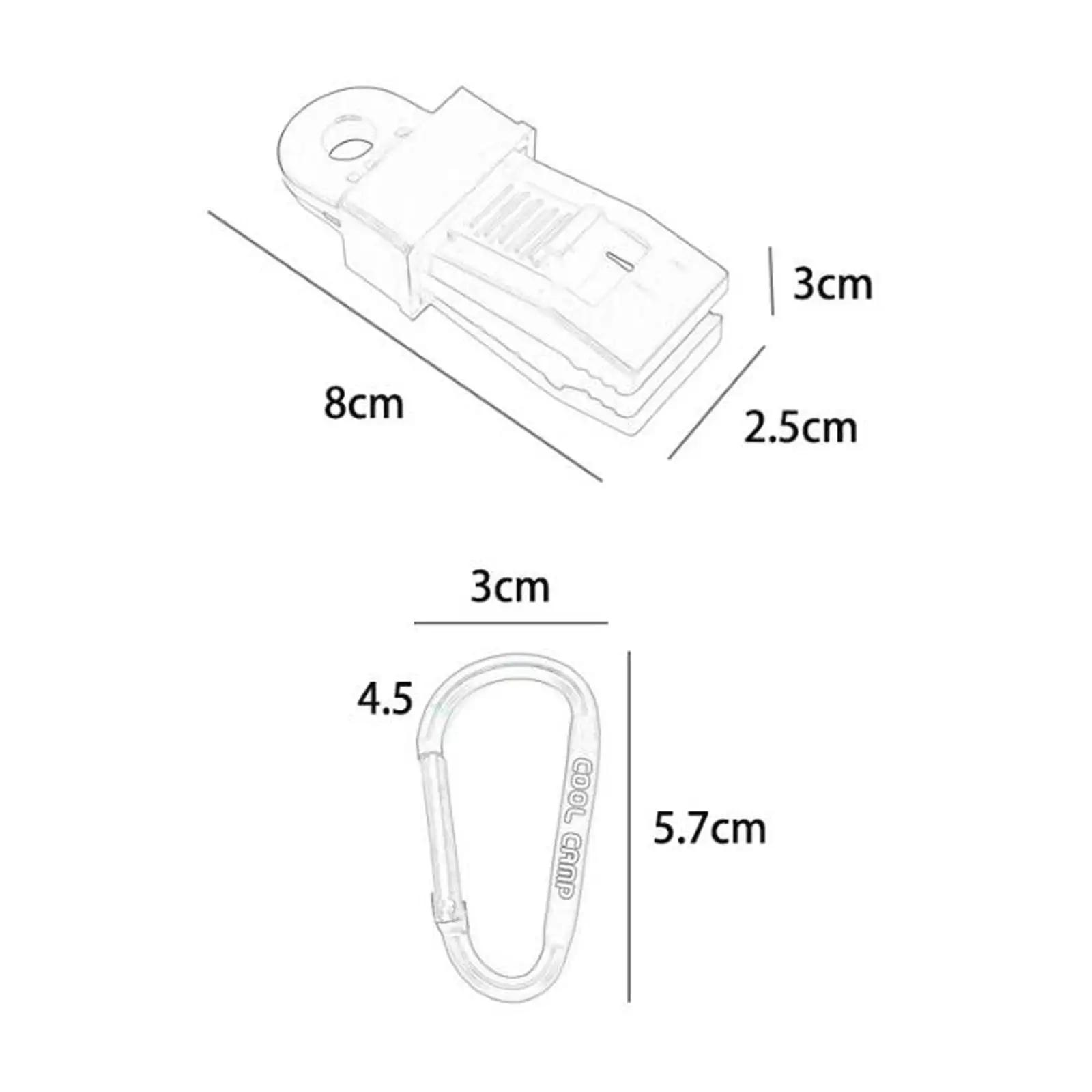 4x Tarp Clips Carabiner Hook Heavy Duty Lock Grip Tarp Clamp Awning Tarp Clamps