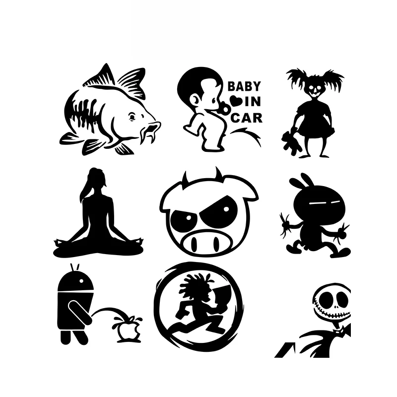 

Car Sticker Carp Fish Animal Window Creative Personality Interesting Car Sticker Waterproof Cover Scratch Black/white, 15cm*14cm