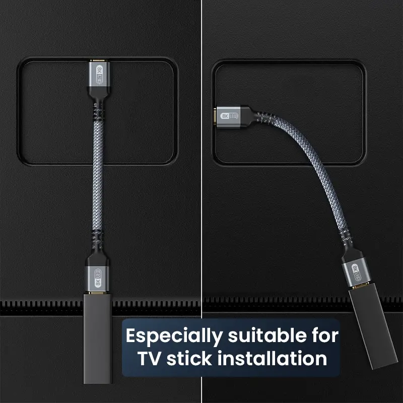 HDMI 2.1 8K Male to Female Cable HDMI Extension Braided Cord 8K@60Hz 4K@240Hz Extender Adapter for Roku TV PS5 HDTV Blu-ray — view 4