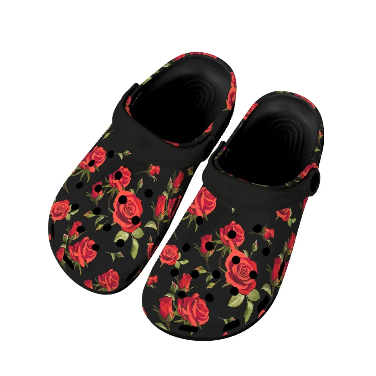 Red Rose Printing Comfortable Breathable Sandals Female Valentine's Day Anniversary Gift Fashion Casual Indoor Outdoor Slippers