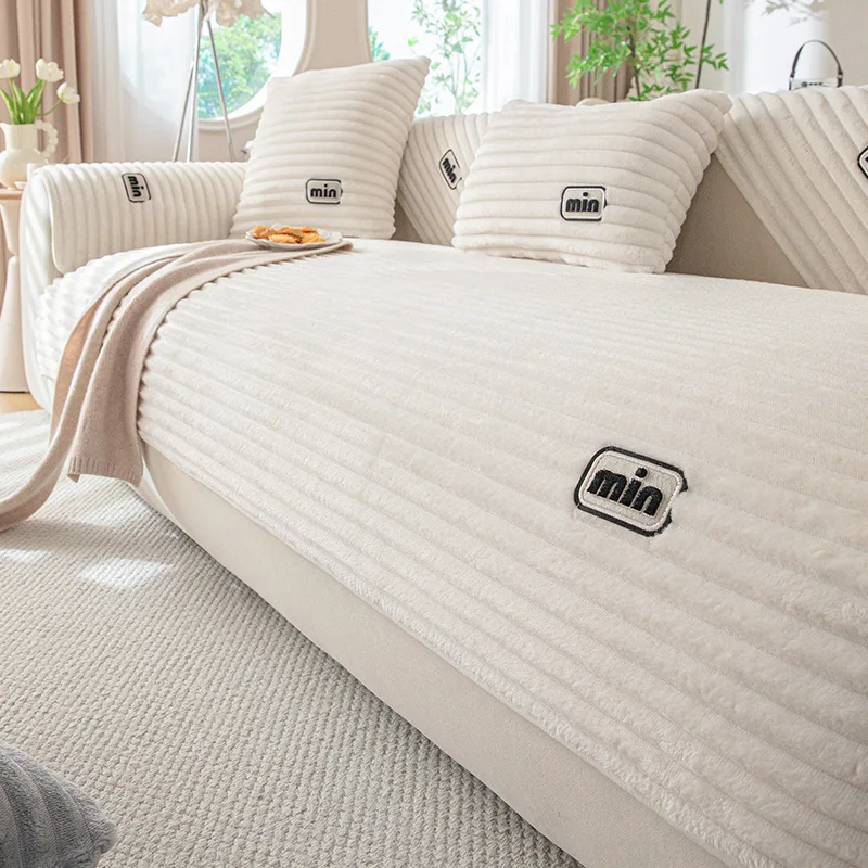 Winter Rabbit Fur Plush Sofa Cushion, Thickened Non-Slip Seat Pad, Anti-Cat Scratch Sofa Cover for Cross-Border 1
