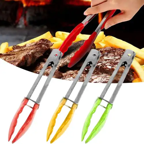 18cm Metal Silicone BBQ Tongs Food Serving Grill Food Tongs Stainless Steel Locking Cooking Tongs Tools Gadget For Home Kitchen - Image 2