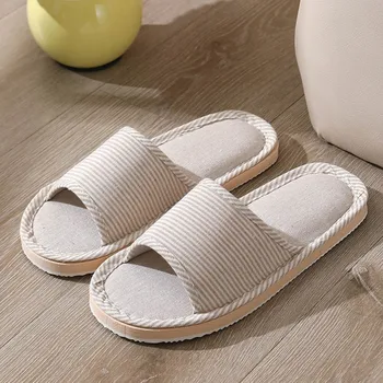 Four Season Linen Home Slippers Women Indoor Bedroom Women House Slides Autumn Unisex Lovers Shoes Adults Outdoor Casual Sandals 1