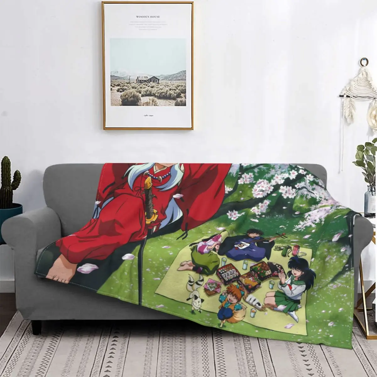 

Трикотажные одеяла Inuyasha из аниме и японского мультфильма, Крутое Фланелевое покрывало otaku, переносное ультрамягкое теплое покрывало для спальни и дивана