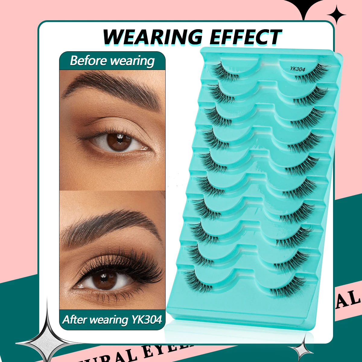 Fake Eyelashes Half Lashes 3/6/10 Piars Soft Natural Cat Eye Handmade Reusable Extension Make up Tools Faux Cils