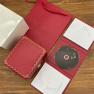 Factory Supplier Wholesale Luxury Original Red Watch Box With Booklet And CD Can Custom Card AAA Watches Gift Cases