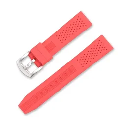 Premium Soft Breathable Silicone Waterproof Sport Watch Strap Accessories - 22mm (RED)