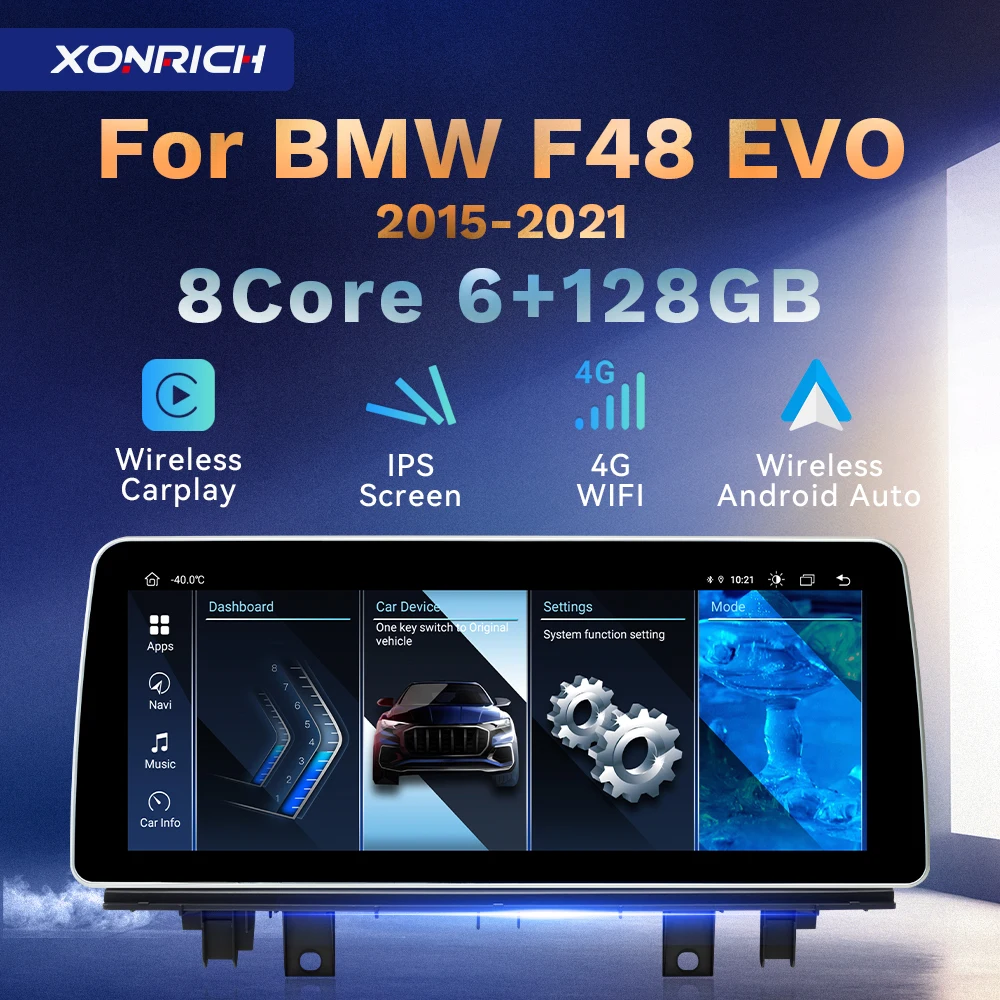 12.3 "Ips Wireless Carplay Android 14 Autoradio Per Bmw X1 F48 2016-2021 Evo System Dsp Gps 4G Sim 6 + 128 Touch Multimedia Player