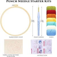 CHENISTORY DIY Punch Needle Embroidery Starter Kit with Pattern and Instructions Cross Stitch Kit Landscape Pattern Handicraft 3