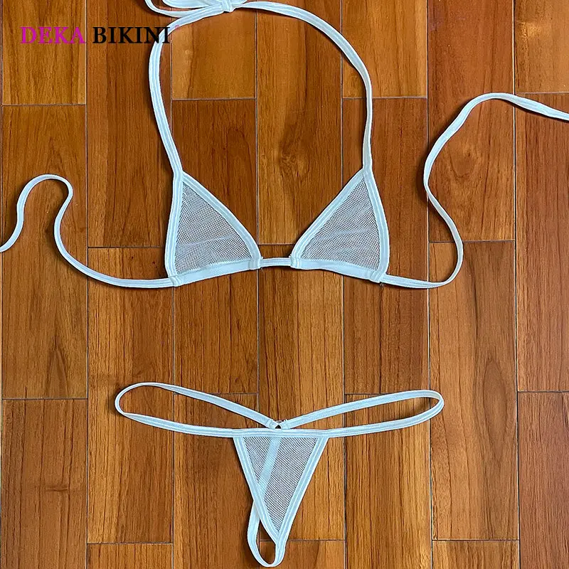 DEKA Women's Mini Micro Transparent Triangle Bikini Set Exotic Swimwear Bathingsuit G-string Thong Lingerie Underwear Nightwear