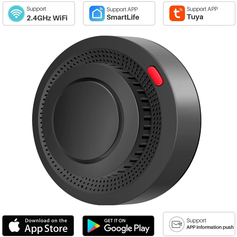 WiFi Fire Protection เซ็นเซอร์ควันเครื่องตรวจจับสัญญาณเตือนแอป Smart Life และ Tuya Smart app Control ทํางานร่วมกับ Alexa และ Google Assistant 1
