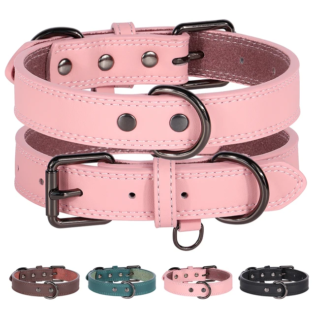 Soft Leather Dog Collar Adjustable PU Leather Pet Collars Dogs Necklace Collar for Small Medium Large Dogs Pitbull Pink S-XL Soft Leather Dog Collar Adjustable PU Leather Pet Collars Dogs Necklace Collar for Small Medium Large Dogs Pitbull Pink S-XL