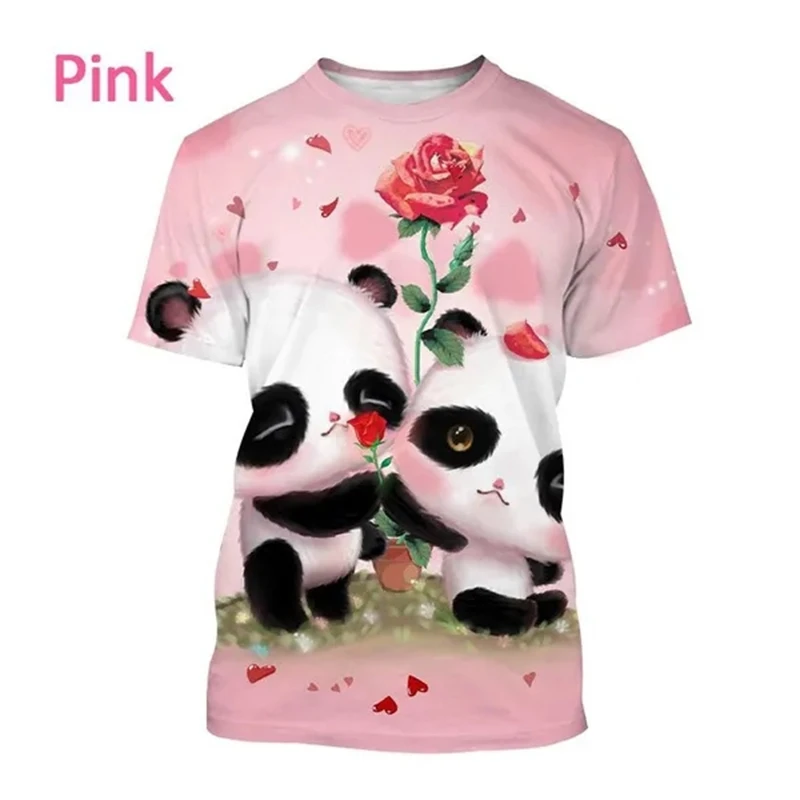 

Fashion Hot New Panda 3D Printing T-Shirt Animal Cute Round Neck Top Unisex Casual Short Sleeves Mens Designer Clothes Kids Tees