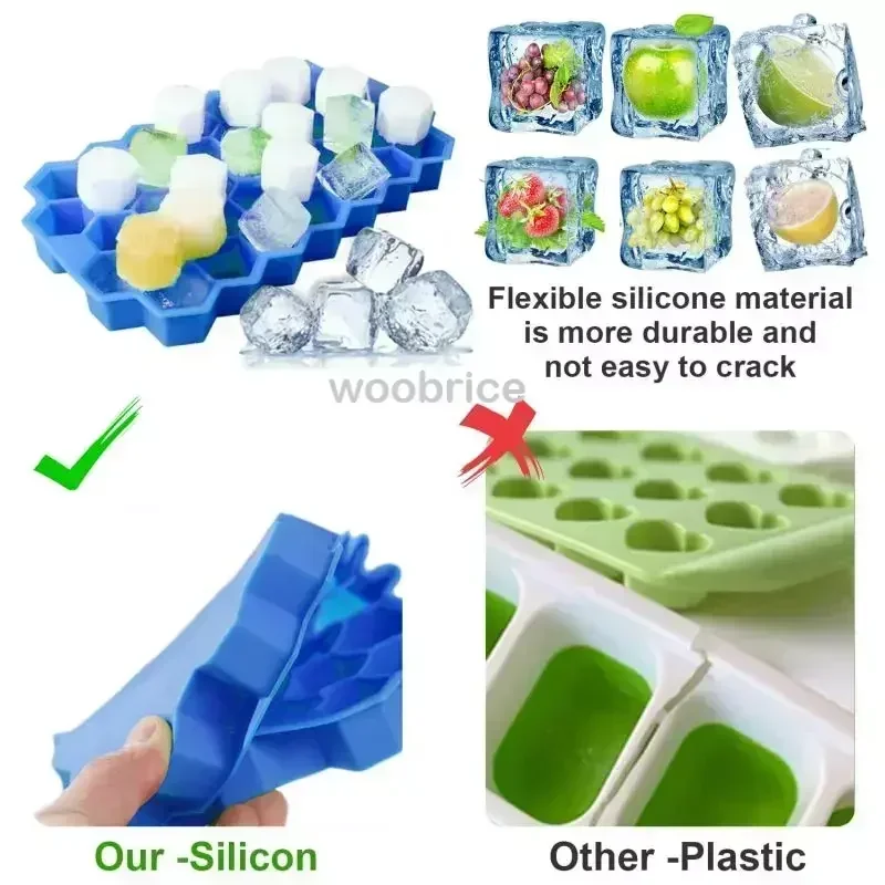 Ice Molds Silicone Honeycomb Hexagonal Template Popsicle Cube Reusable BPA Free DIY Popsicle Mold Ice Cube Trays