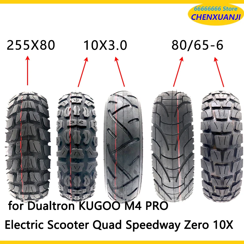 

10 Inch Tire 80/65-6 10X2.50 10X3.0 255X80 Tyre with Tube for Dualtron KUGOO M4 PRO Electric Scooter Quad Speedway Zero 10X