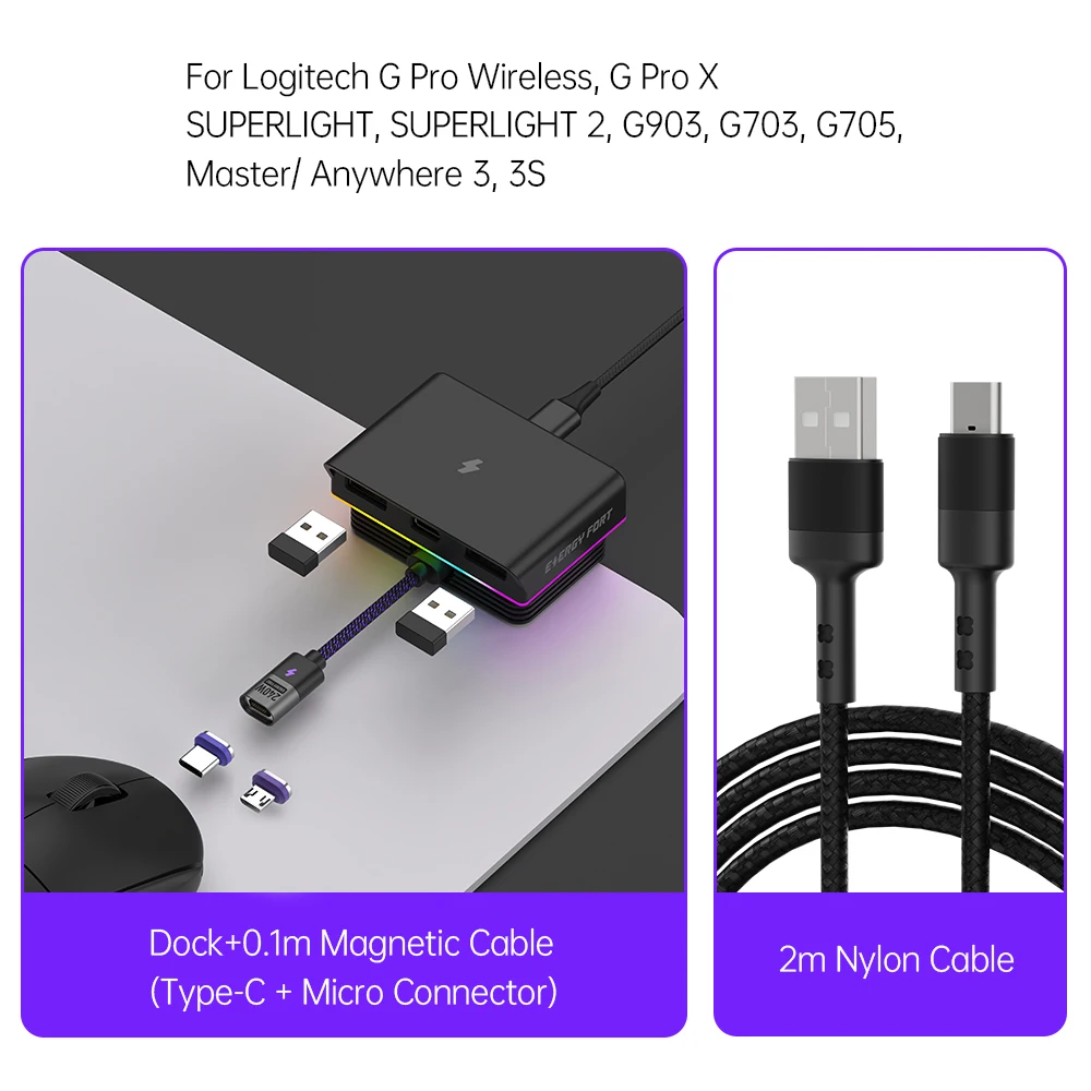 RGB 磁気マウス充電器 Logitech G Pro ワイヤレス X Superlight