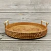Multi-purpose Hand-made Rattan Tray Rattan Woven Anti-hot Insulation Tray Kitchen Camping Home Clothes Storage Fruit Basket 1