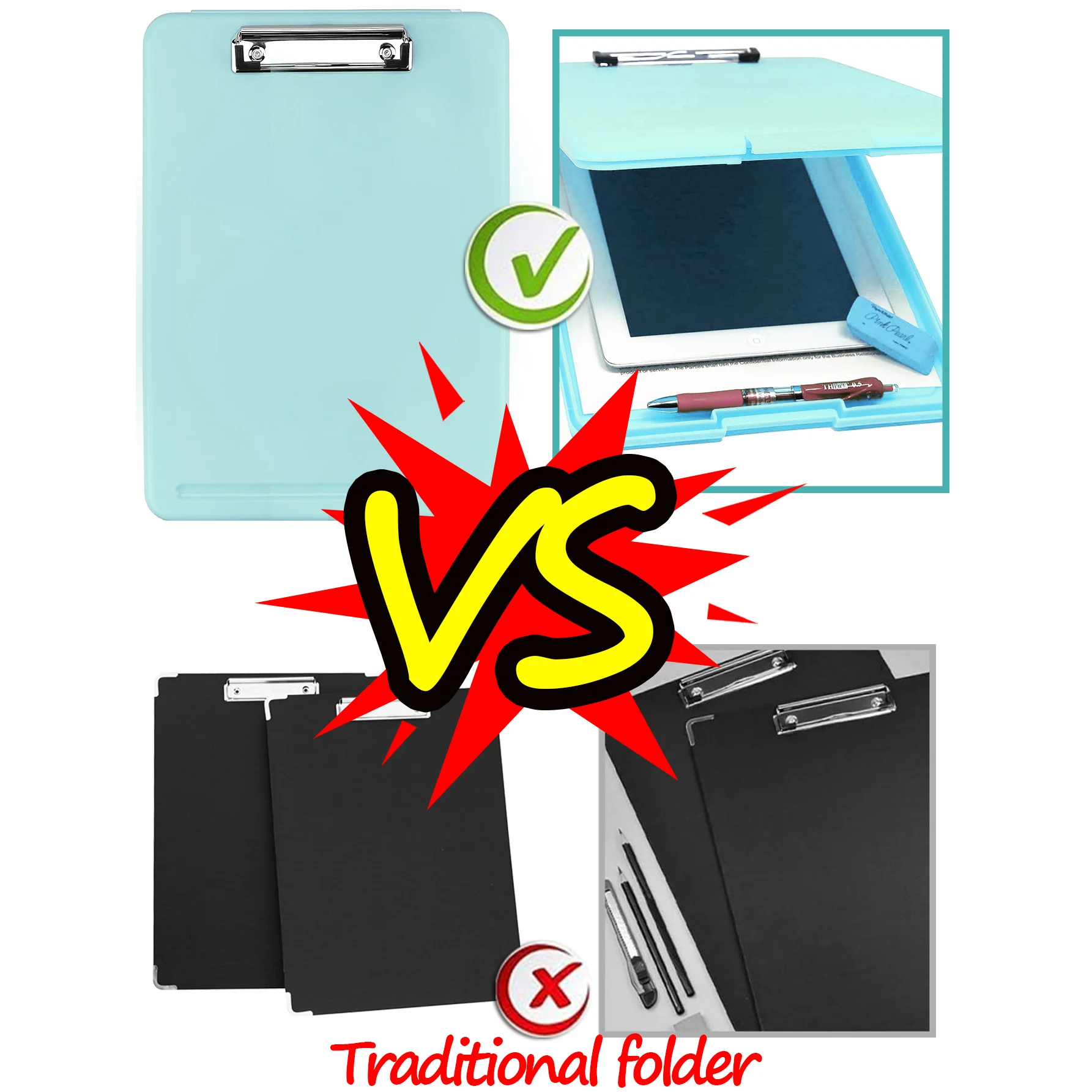 A4 PP Multifunction Storage Box & File board 2 for 1 Clipboard Case Suitable for School, Utility, Office, Medical Personnel transparent clipboard,writing clipboard
