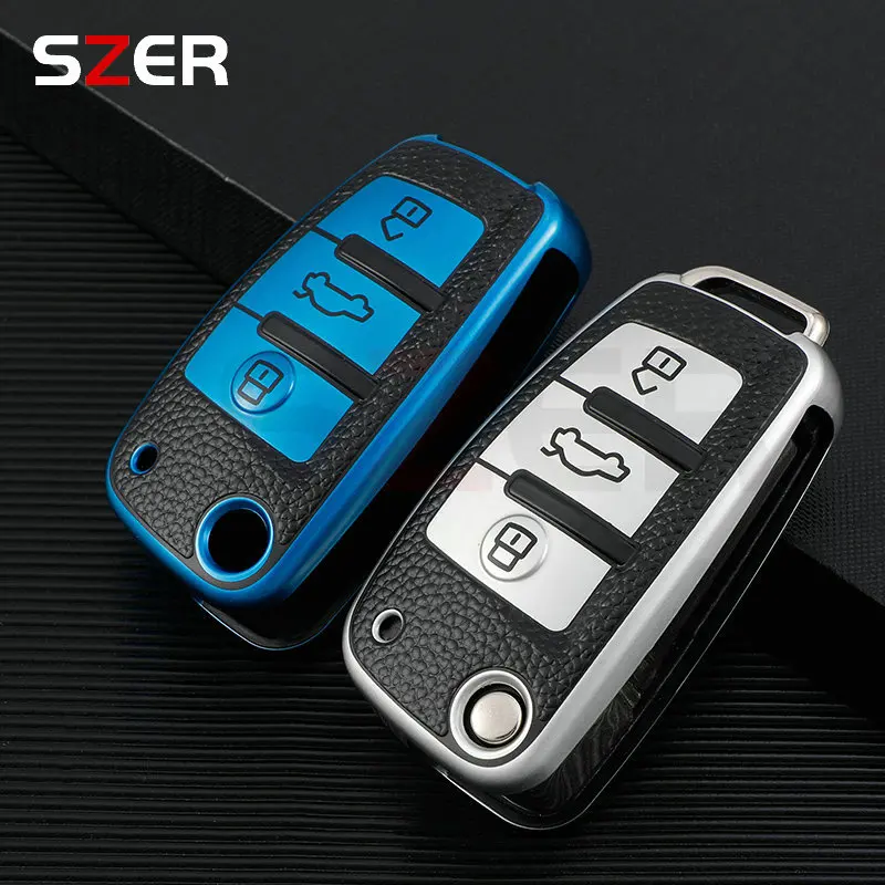 Premium Leather TPU Car Key Cover Case - Stylish and Durable Key Fob Shell Accessories