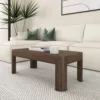 Small Modern Rounded Coffee Table, 40 Inch, Solid Wood Contemporary Center Table for Living Room Tea Table, Walnut 2