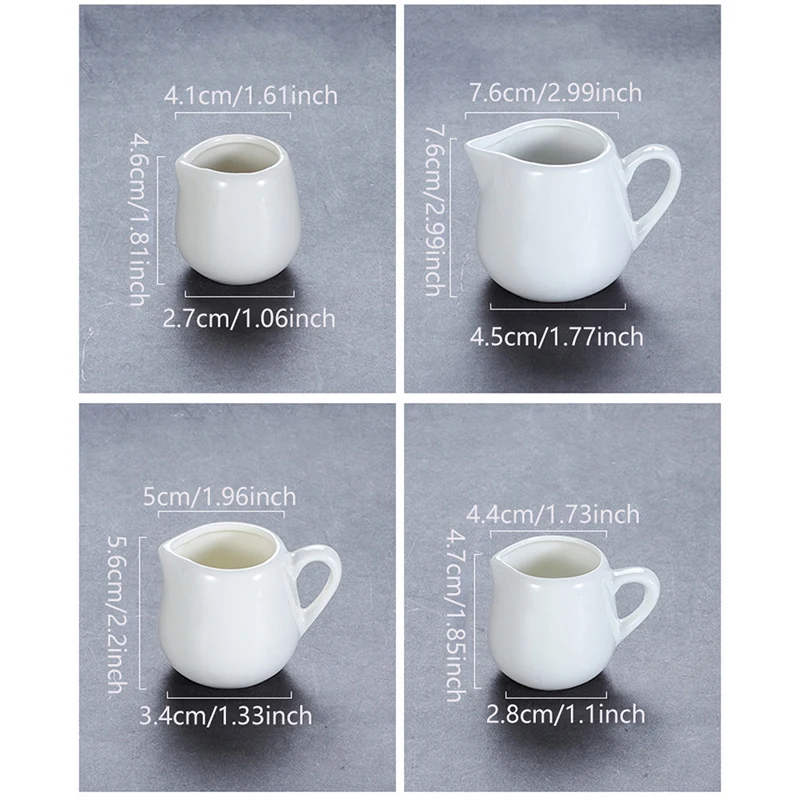 Mini Ceramic Milk Jug With Handle Espresso Coffee Cream Jugs Kitchen Sauce Cup Serving Pitcher White Milk Cup