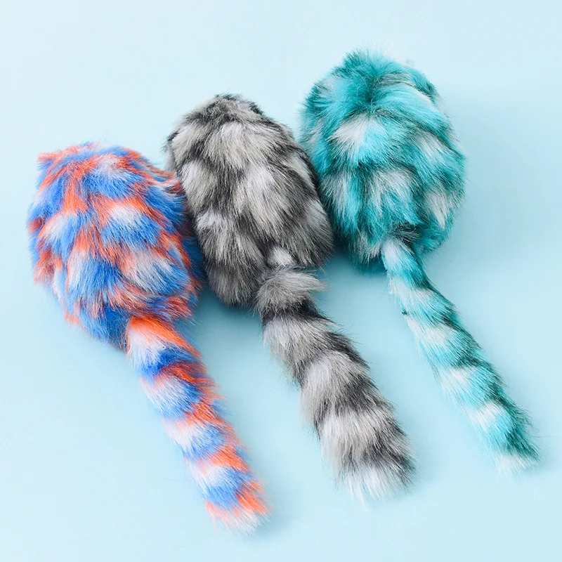 False Mouse Cat Toy Long-haired Tail Mice with Sound Rattling Soft Real Rabbit Fur Sound Squeaky Toy for Cats Dogs Cat Pet Toy